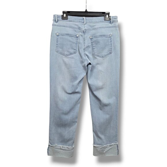 J Jill Authentic Fit Cropped Jeans Womens 10 Cuffed Mid Rise Light Wash - Picture 4 of 9